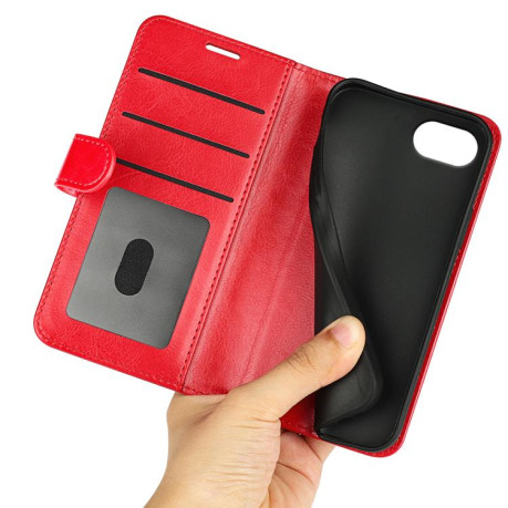 Чехол-книжка R64 Texture Horizontal Flip Leather для iPhone 16e - красный
