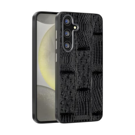 Чохол ABEEL з фактурою Beast Pattern 6D Micro-Embossed з MagSafe з натуральної шкіри Samsung Galaxy S25 FE 5G - чорний