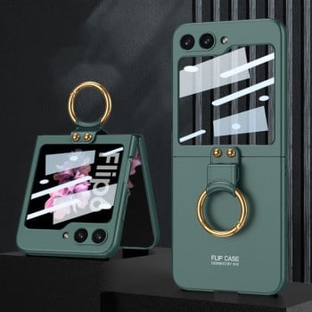Противоударный чехол GKK Ultra-thin PC Full Coverage with Ring Holder для Samsung Galaxy  Flip 6/Flip 7 FE - зеленый