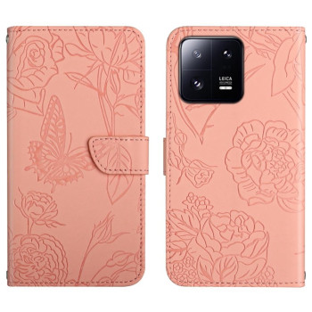 Чехол-книжка Skin Feel Butterfly Embossed для Xiaomi 13 Pro - розовый