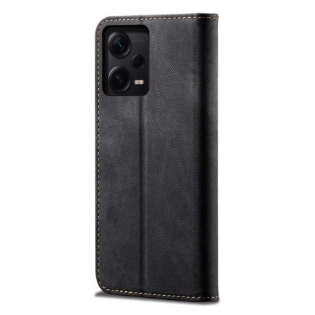 Чохол-книжка Denim Texture Casual Style на Xiaomi Redmi Note 12 Pro 5G - чорний