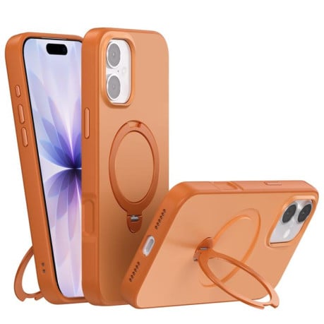 Чехол Contrast Color Rotation с подставкой 360 и Magsafe на iPhone 17 - оранжевый