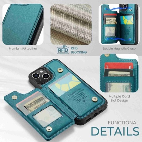 Чохол CaseMe C22 Card Slots Holder RFID Anti-theft для iPhone 15 Plus - синій