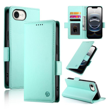 Чехол-книжка Side Buckle Magnetic Frosted Leather для iPhone 16e - зеленый