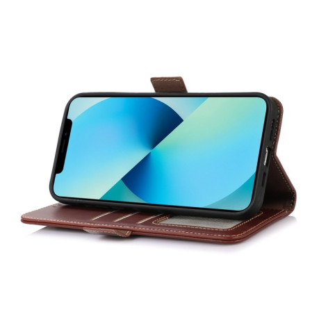 Шкіряний чохол-книжка Crazy Horse Top Layer для iPhone 15 Plus - коричневий
