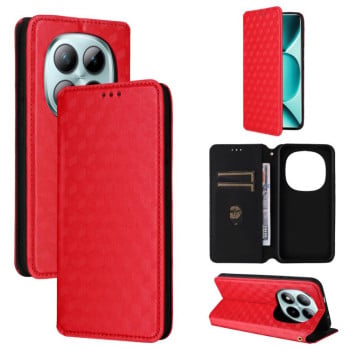 Чохол-книжка Cubic Grid Texture Flip Leather для Poco 8 Pro/Redmi Note 15 Pro+ 5G Global 163.3mm — червоний