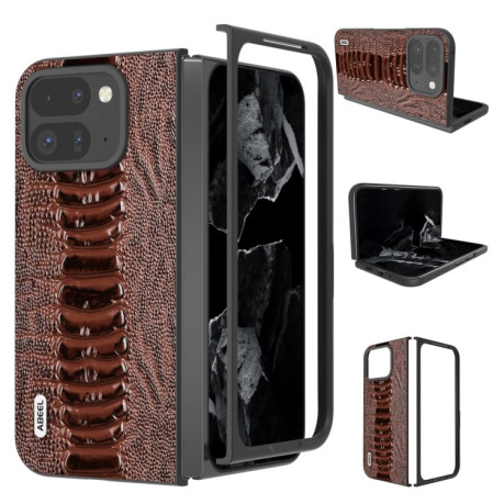 Кожаный Чехол ABEEL Genuine Leather Weilai Series для Google Pixel 9 Pro Fold - кофейный