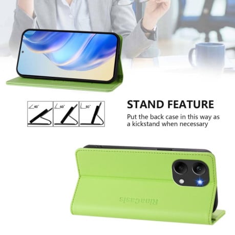 Чехол-книжка RC01 Dual-Folded Magnetic Suction RFID на Xiaomi Redmi Turbo 5 Max / Poco X8 Pro Max — травяной