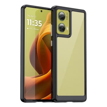 Противоударный чехол  Colorful Acrylic Series с цветной силиконовой боковиной на Motorola Moto G85 - черный