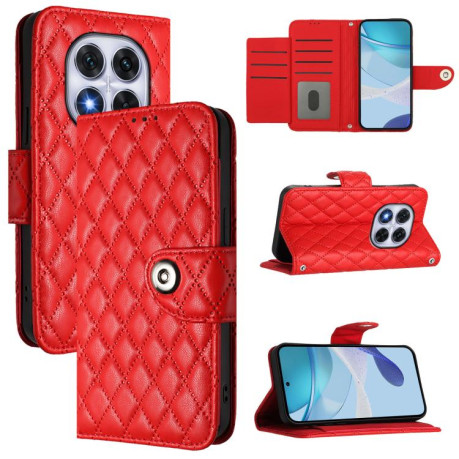 Чехол-книжка Rhombic Texture Flip Leather для Xiaomi Redmi Note 14 Pro 5G/Poco X7 - красный