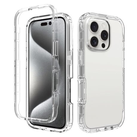 Чохол Dual-color Clear TPU Hybrid PC Shockproof для iPhone 16 Pro - прозорий