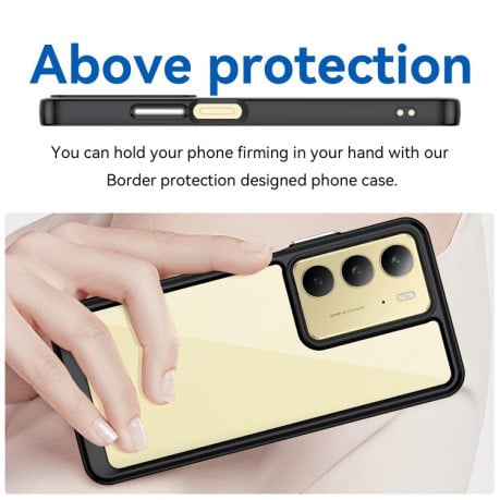Противоударный чехол Colorful Acrylic Series с цветной силиконовой боковиной на Realme C75 - черный