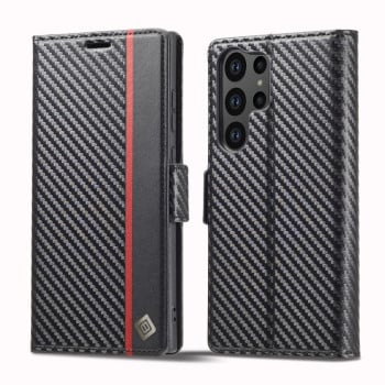 Чохол-книжка LC.IMEEKE Carbon Fiber Samsung Galaxy S24 Ultra 5G - Black