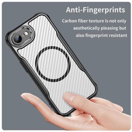 Ударозахисний чохол Carbon Fiber Texture MagSafe Translucent на iPhone 16e - чорний