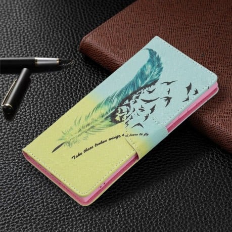 Чехол-книжка Colored Drawing Series на Samsung Galaxy S22 Ultra 5G - Feather