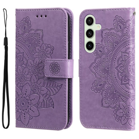 Чехол-книжка 7-petal Flowers Embossing для Samsung Galaxy S24 FE 5G - фиолетовый