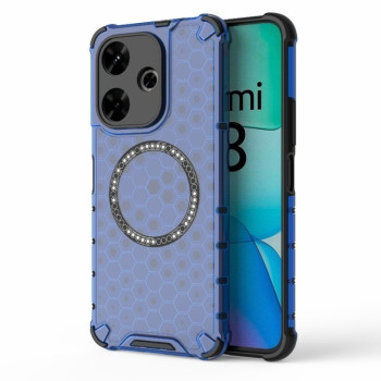 Противоударный чехол Honeycomb Magnetic Ring Shockproof на  Redmi 13 4G Global - синий