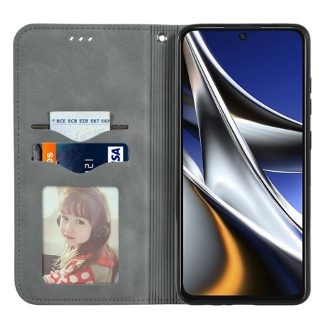 Чехол-книжка Retro Skin Feel Business Magnetic на Xiaomi Poco X4 Pro 5G - серый