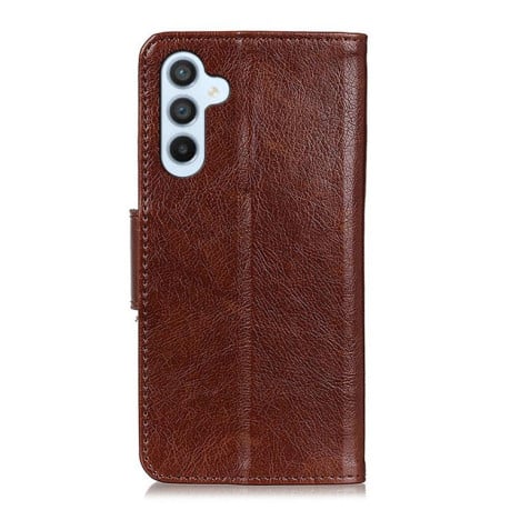 Чехол-книжка Mirren фактура “Crazy Horse” с магнитным хлястиком на Samsung Galaxy S25 FE 5G - коричневый