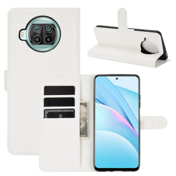 Чохол-книжка з фактурою Litchi та магнітним хлястиком на Xiaomi Mi 10T Lite - білий