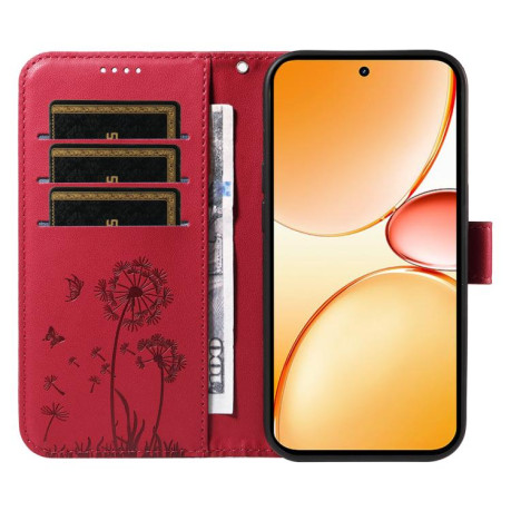 Чехол-книжка с тиснением Dandelion и магнитным хлястиком для Realme C85 Pro 4G — красный