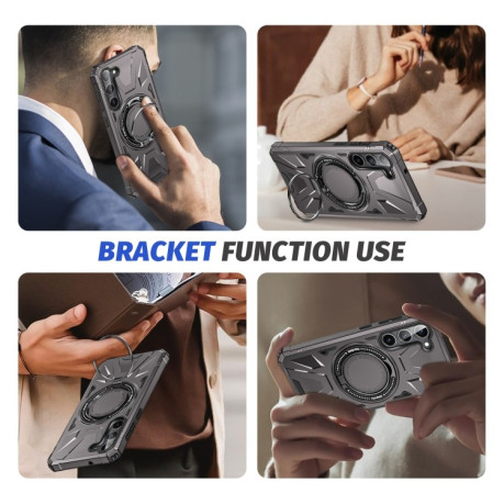 Протиударний чохол HTM MagSafe Magnetic Shockproof Phone Case with Ring Holder на Samsung Galaxy S24 5G - сірий