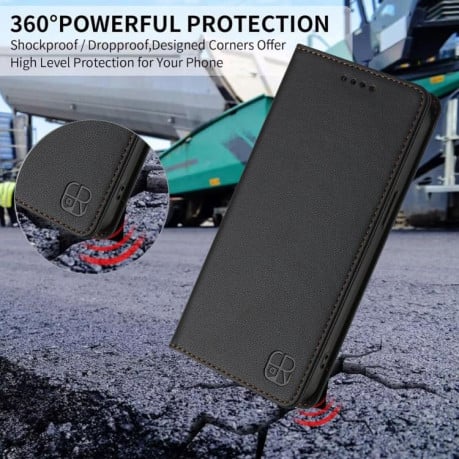 Чехол-книжка RC01 Dual-Folded Magnetic Suction RFID на Xiaomi Redmi 15 5G / 4G EU 171mm - черный