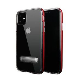Противоударный чехол-подставка HMC на iPhone 11 Pro Max -прозрачно-красный