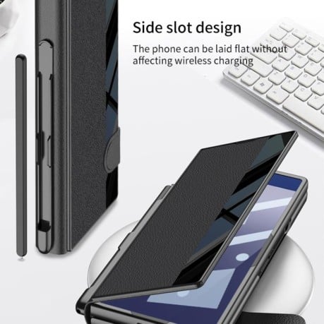 Чохол-книжка GKK Integrated Full Coverage з тримачем для стілуса Pen Slot (Стілус не входить в комплект) на Samsung Galaxy Fold 7 5G - сріблястий