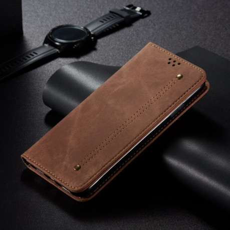 Чохол книжка Denim Texture Casual Style  для Samsung Galaxy S25 5G - коричневий