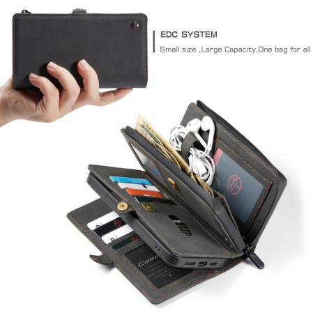 Кожаный чехол-кошелек CaseMe 018 на iPhone 12 mini - черный