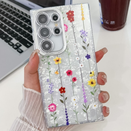 Чохол Electroplating Laser Flower Texture для Samsung Galaxy S25 Ultra 5G - Yellow Wildflower