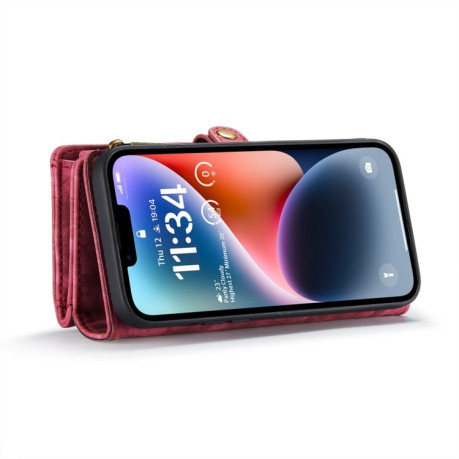 Чехол-кошелек CaseMe 008 Series Zipper Style на iPhone 15 Plus - красный