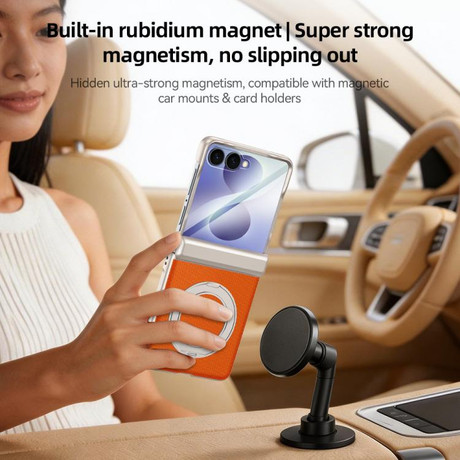 Чехол Spring Hinge Vegan Leather из эко-кожи с шарниром и 360° держателем на Samsung Galaxy Flip8 5G — черный