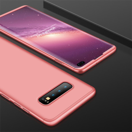 Протиударний чохол GKK Three Stage Splicing Full Coverage на Samsung Galaxy S10+Plus - рожеве золото