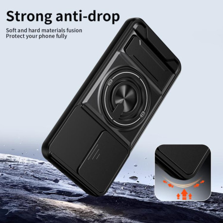 Протиударний чохол Lens Sliding Window Multifunctional Magnetic Shockproof зі шторкою камери для OPPO Reno15 F 5G Global — королівський синій
