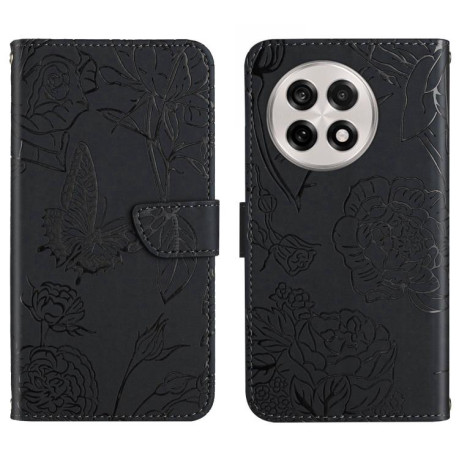 Чохол-книжка Butterfly Peony Embossed для OnePlus 13 - чорний