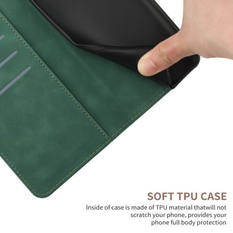 Чехол-книжка Stitching Embossed Leather для Samsung Galaxy M55 - зеленый