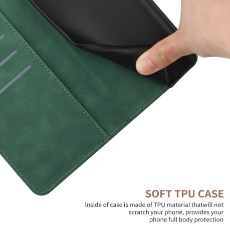 Чехол-книжка Stitching Embossed Leather для Xiaomi 14T 5G Global - зеленый