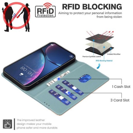 Чохол-книжка Color Matching RFID Anti-theft Leather для Samsung Galaxy M16 5G / F16 5G - зелений