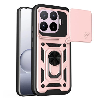 Чехол со шторкой на камеру Sliding Camshield и подставкой на Xiaomi 17T 5G — розовое золото