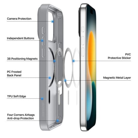 Чехол DUX DUCIS Yind Series с MagSafe гибрид на iPhone 17 Pro Max - серый
