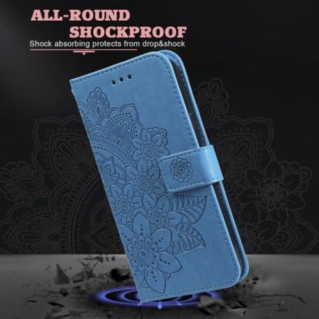 Чехол-книжка 7-petal Flowers Embossing для Redmi Turbo 4 / Xiaomi Poco X7 Pro - синий