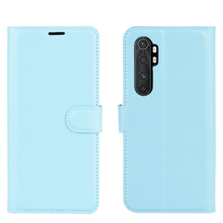 Чохол-книжка Litchi Texture на Xiaomi Mi Note 10 Lite - блакитний