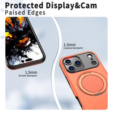 Противоударный чехол Kalebol с MagSafe и подставкой на iPhone 17 Pro Max - оранжевый