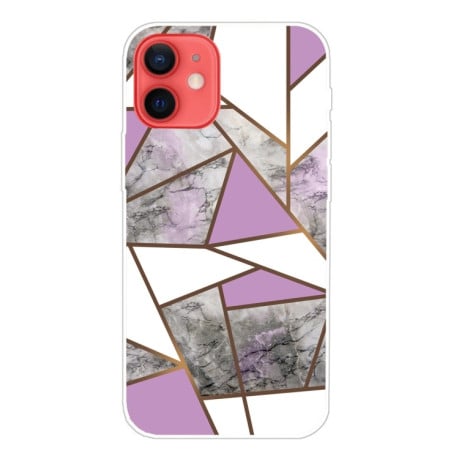 Противоударный чехол Marble Pattern для iPhone 14/13 - Rhombus Gray Purple