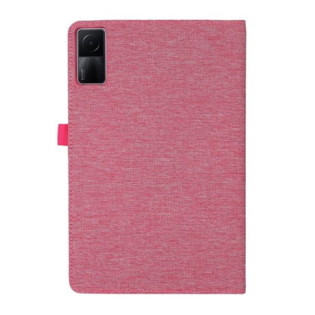 Чехол-книжка Fabric Leather для Xiaomi Redmi Pad SE - пурпурно-красный