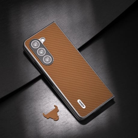 Ударозащитный чехол ABEEL Carbon Fiber на Samsung Galaxy  Fold 6 - коричневый