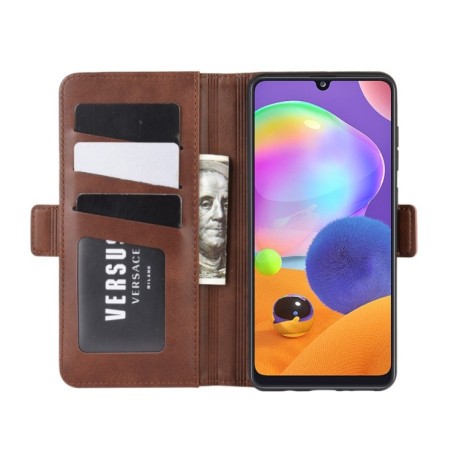 Чехол-книжка Dual-side Magnetic Buckle для Samsung Galaxy A31 - коричневый