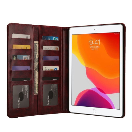 Кожаный чехол-книжка Crazy Horse Texture на iPad 9/8/7 10.2 (2019/2020/2021) - винно-красный
